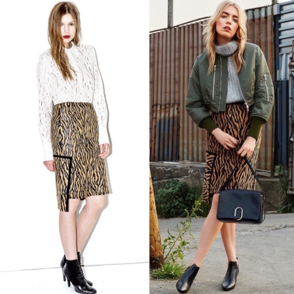 3.1 PHILLIP LIM Tiger Lace Broken Line Skirt Size 00